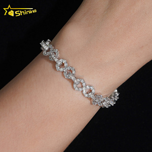 Nuovo Design Lussuoso <span class=keywords><strong>Bracciale</strong></span> Cubano <span class=keywords><strong>Infinity</strong></span> in Argento Massiccio S925 da 8mm con Diamanti Coltivati in Laboratorio e Certificato IGI, Stile Hip Hop Iced Out - Product Image 1