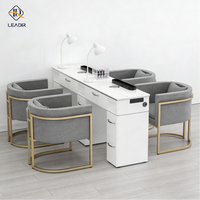 Meubles de salon modernes, station de manucure en bois, table à ongles double et chaises, poste de travail pour manucure, table à ongles avec aspirateur
