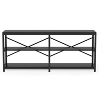 Table console industrielle en bois noir avec rangement pour chambre, salon, bureau à domicile, appartement, villa, hôtel - Meubles de maison