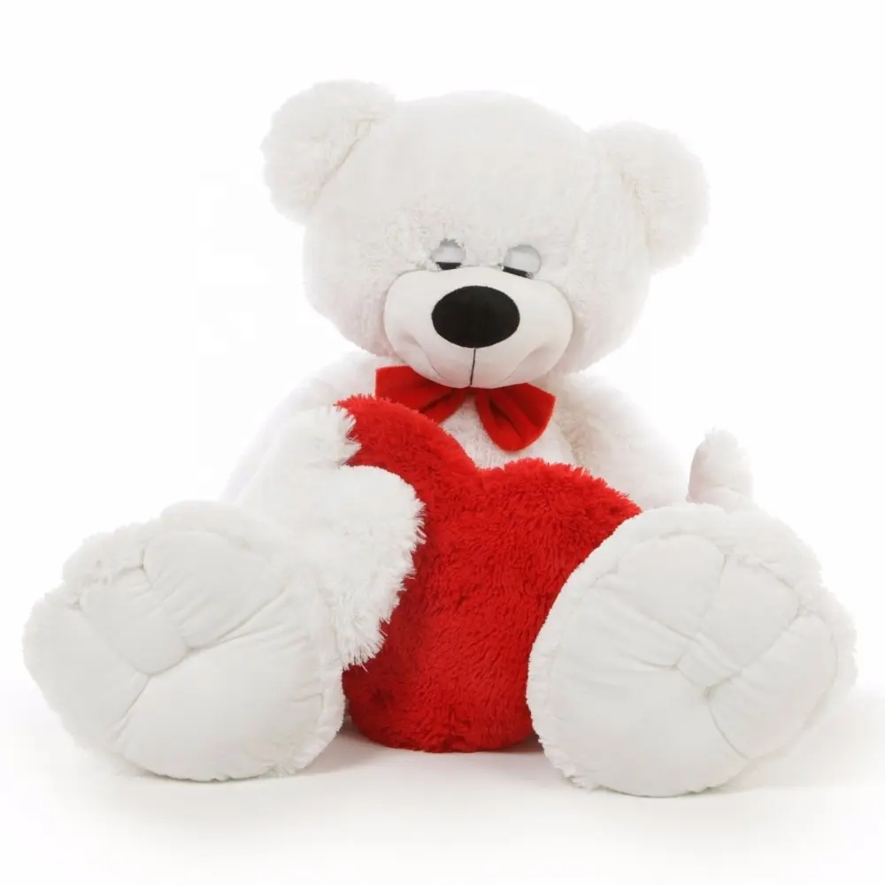 Wholesale Valentine Gift Plush Toy Giant Big White Teddy Bear With Red Heart
