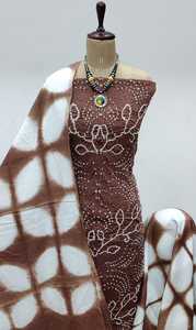 Tela satinada con encaje bordado Forro completo Colgante de seda-Dupatta Estilo tradicional Estampado colorido Trabajo para fiesta - Product Image 5