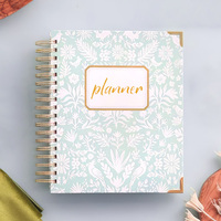 Logo personnalisé avancé planificateur d'épargne d'argent Agenda de la colonne vertébrale ouverte avec tissu et fil de couverture en PP reliure à coudre