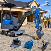 Mini-pelleuse certifiée ISO9001 FULCORE avec cadre de sécurité anti-retournement et performances hydrauliques puissantes pour travaux de terrassement
