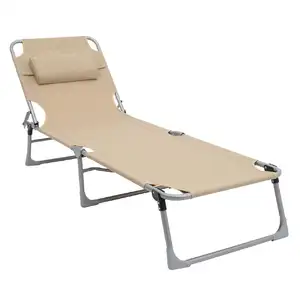 Adjustable Pool Chair Beach Sun Lounger Heavy Duty Garden Outdoor Sun Lounger With Pillow For Pool Side