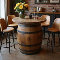 Table de bar ronde en bois massif de style rétro, personnalisable, très demandée, pour les bars, les pubs et les restaurants.