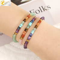 Bracelet en pierre naturelle CSJA, 7 chakras, guérison, améthystes, quartz rose, cristal, mini perles de 4 mm, bracelets jonc, bijoux pour femmes H393