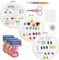 3 Kits de Pratique de Broderie pour Débutants - Design Simple en Plastique Portable pour Apprendre 30 Points de Couture Différents