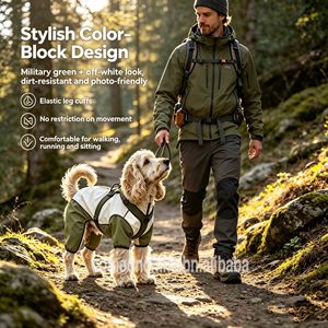 Color‑Block <b>Waterproof</b> <b>Dog</b> Jacket <b>Dog</b> Jacket <b>with</b> Reflective Paw Print & Elastic <b>Leg</b> Cuffs for Various <b>Dogs</b> Outdoor Activities - Product Image 2