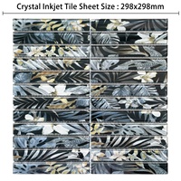 Carreaux de mosaïque murale en verre cristal à motif floral imprimé jet d'encre, design moderne, pour la décoration intérieure