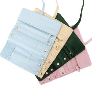 Pochette de rangement élégante en velours pour bijoux, porte-bijoux souple pour colliers et bagues, ornements durables avec séparateurs et fermeture éclair, idéale pour les cadeaux - Product Image 4