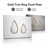 Panel de descarga doble compatible con la serie Sigma con aro dorado, botón de descarga en forma de lágrima para cisterna oculta
