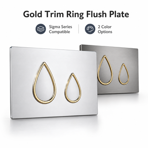 Plaque de chasse d'eau double compatible avec la série <span class=keywords><strong>Sigma</strong></span>, avec anneau de finition doré, bouton en forme de goutte d'eau, pour réservoir encastré - Product Image 1