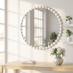 Trending Style Metal Framed Wall <b>Mirror</b> with Semi Sphere Cutwork Design for Home Decoration - Product Image 1