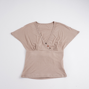 Top Elegante Minimalista Europeo Americano con Cuello en V, Botones Cruzados, Cintura Ajustada, Espalda Descubierta y Color Sólido - Product Image 6