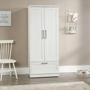 Armoire de meubles Armoire, <span class=keywords><strong>casier</strong></span> à 2 portes avec étagères réglables/tiges de suspension, armoire minimaliste moderne de chambre à coucher, <span class=keywords><strong>blanc</strong></span> - Product Image 5