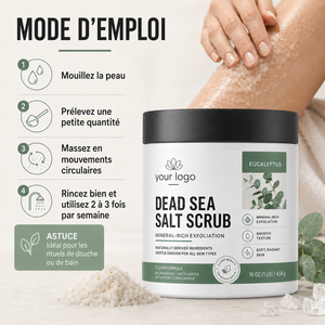 Exfoliante corporal 4 en 1 Private Labe: exfolia, limpia, nutre e hidrata. Sin parabenos, sin sulfatos. Exfoliante de sal del Mar Muerto con eucalipto. - Product Image 5