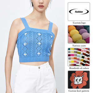 2024 femmes été tricoté <span class=keywords><strong>gilet</strong></span> Cool mode <span class=keywords><strong>sans</strong></span> manches pull brodé fleur conception personnalisable - Product Image 4