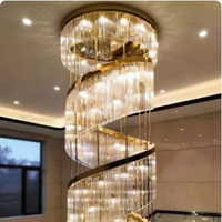 Lustre de luxe en cristal d'or Hôtel Hall Villa Lampe creuse Escalier Long Lustre Banquet Grand Plafond Lustre LED