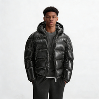Service OEM en gros – Blouson bomber matelassé noir slim pour homme, col montant, en toile, haute qualité, style streetwear, idéal pour l'hiver