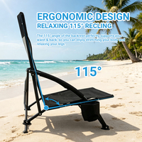 Chaise de plage pliable robuste, capacité 120 kg, pieds larges antidérapants, siège bas pour le sable, extérieur, Oxford 600D