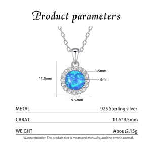 Fashion Trendy Exquisite S925 Sterling Silver 18K Gold Plated Blue <b>Opal</b> Pendant <b>Necklaces</b> Women Engagement Wedding Jewelry Gift - Product Image 3