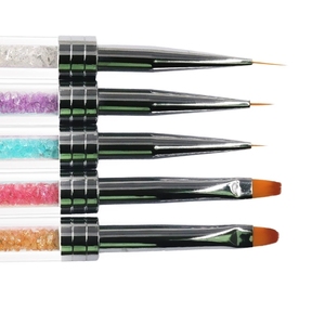 Pinceau à ongles en nylon avec manche en acrylique, plat et rond, pour la peinture au gel, outil de manucure, décoration de salon, pinceau pour nail art - Product Image 2