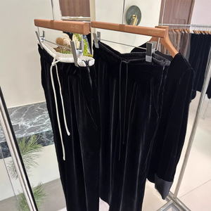 <span class=keywords><strong>Pantalon</strong></span> en <span class=keywords><strong>velours</strong></span> de soie de mûrier 100 % luxueux pour femme, élégant, style rétro <span class=keywords><strong>français</strong></span>, taille mi-haute, coupe ample, droit, décontracté 2026 - Product Image 3