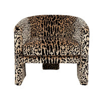 Fauteuil pivotant moderne en tissu chenille imprimé léopard, avec pieds en bois, pour la maison, le bureau ou le salon