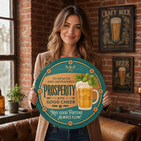 Plaque Murale Métallique Vintage en Étain Embossé, Motif Bière et Hops, Décoration Pub Bar, Personnalisable OEM, Fournisseur Direct d'Usine