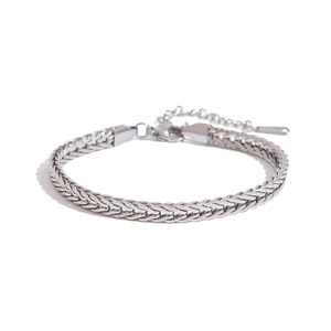 Pulsera de Acero Inoxidable con Cadena Trenzada, Joyería Unisex, Regalo, Tono Plateado - Product Image 1