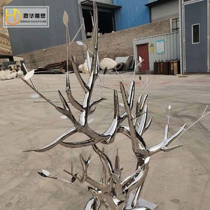 Jiahua Stainless Steel Mirror <b>Tree</b> Branch <b>Outdoor</b> Abstract Sculpture Floor Mount Garden Decoration - Product Image 3