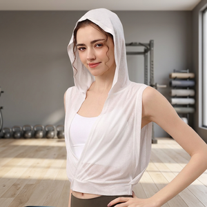 Chaleco con Capucha de Lyocell para Mujer, Corte Holgado, para Correr, Fitness, Sin Mangas, Transpirable, Color Sólido, Ropa Deportiva de Verano, Ligero, Sublimado - Product Image 2