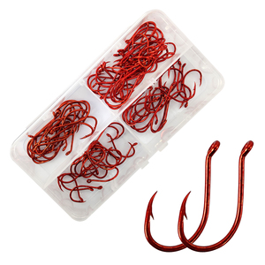 Eupheng – hameçons de pêche de sport en acier à haute teneur en carbone, becs de poulpe décalés, nickel noir ou couleurs rouges, tailles 8 # à EP-8299 # E10, 9/0 - Product Image 1