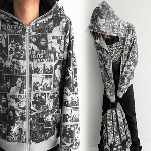 Custom Fashion Oversized Design Jackets All Digital Print <b>Graphic</b> <b>Hoodie</b> 100% Cotton Heavyweight 460gsm <b>Zip</b> <b>Up</b> Hoodies For Men - Product Image 2