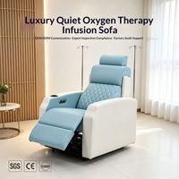 Fauteuil d'infusion électrique inclinable en cuir véritable pour une personne, confortable, pour usage médical-esthétique, avec porte-gobelet