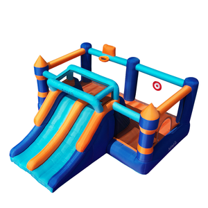 Château gonflable d'extérieur avec double toboggan, panier de basket et jeu de tir |   Directement de l'usine, qualité commerciale supérieure - Product Image 4