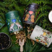 Vente en gros Nouveau bidon de thé hermétique à double couvercle et grandes feuilles d'herbes de qualité alimentaire écologique imprimé sur mesure