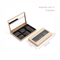 Palette de fards à paupières portable 4+1 en or champagne, vide, avec couvercle transparent et miroir, logo personnalisé, étui cosmétique en plastique AB