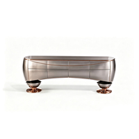 Table console de luxe moderne haut de gamme en bois massif avec structure en acier inoxydable, table d'appoint et de fin de rangement avec espace de rangement pour le mobilier de salon