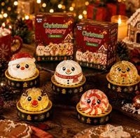 Weihnachts-Überraschungsbox aus Kunststoff mit Niedlichen Schneemann- und Elch-Figuren, Überraschungsspielzeug, Schreibtisch-Dekoration, Feiertagsdekoration