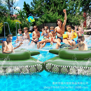 Inflatable Water Spray Battle Tank Green Outdoor Pool Float For Summer Fun - Product Image 2