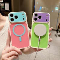 Nouvelle coque tendance à blocs de couleur avec bordure pour iPhone 18 Pro Max 17 Air 16 15 14 Plus 13 Pro Max, étui magnétique coloré au toucher doux