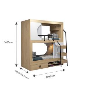 Двухъярусная кровать размера «King-Size» многофункциональная простая бревенчатая капсула для общежития, квартиры, студенческие и школьные отели - Product Image 3