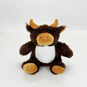 Peluche Mucca Marrone Carina da 25 cm con Pancia Bianca, Personalizzabile con Logo tramite Sublimazione a Caldo - Giocattolo di Peluche Animale di Tendenza - Product Image 1