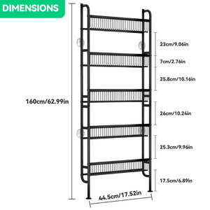 Étagère à 5 niveaux en métal étroit <span class=keywords><strong>de</strong></span> 17,5 pouces <span class=keywords><strong>de</strong></span> large pour l'organisation derrière la porte, bibliothèque étroite, étagère à épices pour <span class=keywords><strong>cuisine</strong></span>, garde-manger, salle <span class=keywords><strong>de</strong></span> bain, placard, buanderie - Product Image 2