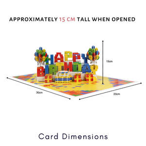 Biglietti d'<span class=keywords><strong>Auguri</strong></span> 3D Pop-up a Tema Mattoncini Colorati per Appassionati <span class=keywords><strong>di</strong></span> Costruzioni, Biglietto Ricordo - Product Image 3