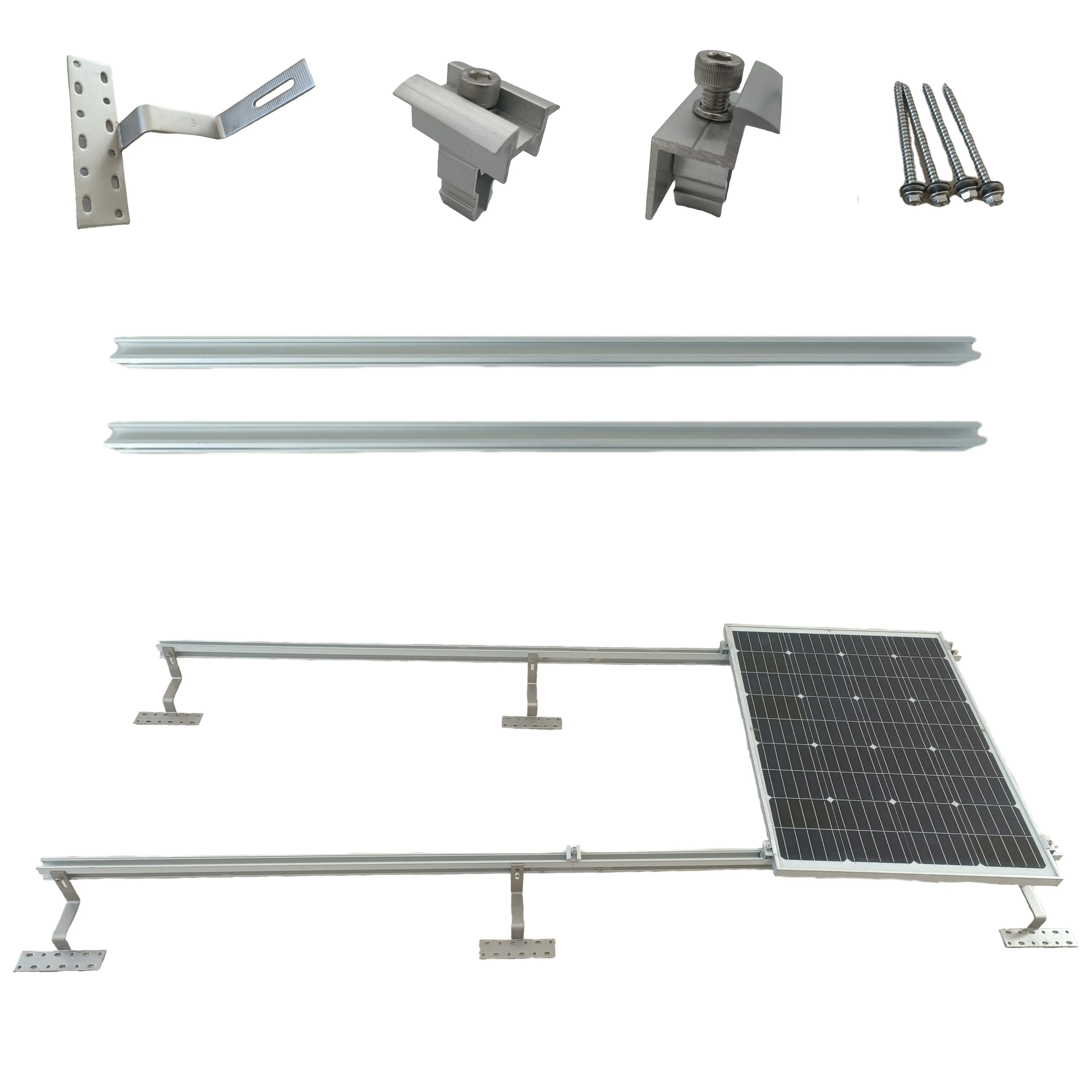 Solar Roof Mounting Micro Inverter 600 End Clamp Mid Clamp Solar Panel 800W DC Solar Cable Hook PV Mount System Rail Profile NEP