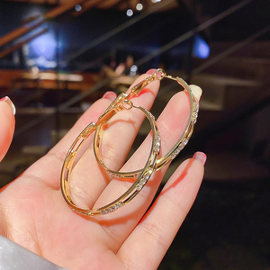 MUXCOR vergulde legering sieraden met strass steentjes bezette creolen groothandel mode oorbellen luxe sieraden - Product Image 4