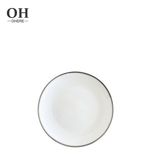 Ohere OEM <span class=keywords><strong>Assiette</strong></span> en céramique à bord <span class=keywords><strong>argent</strong></span>é blanc, service de table en céramique pour restaurant, service de table en <span class=keywords><strong>porcelaine</strong></span> - Product Image 5