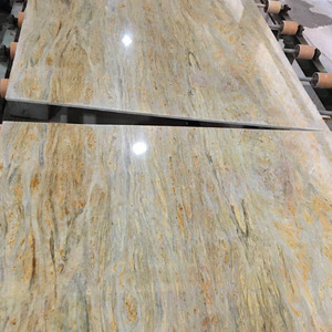 Splendida Lastra di Marmo Golden Peacock, Opulente Venatura Verde Oro a Piuma di Pavone, Marmo OEM per Pareti in Stile Art Déco - Product Image 5